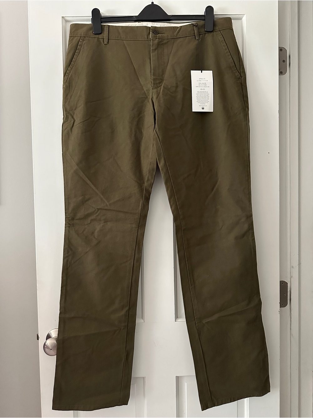NWT Apolis Global Citizen 100% Cotton Olive Standard Issue Utility Chino Size 38